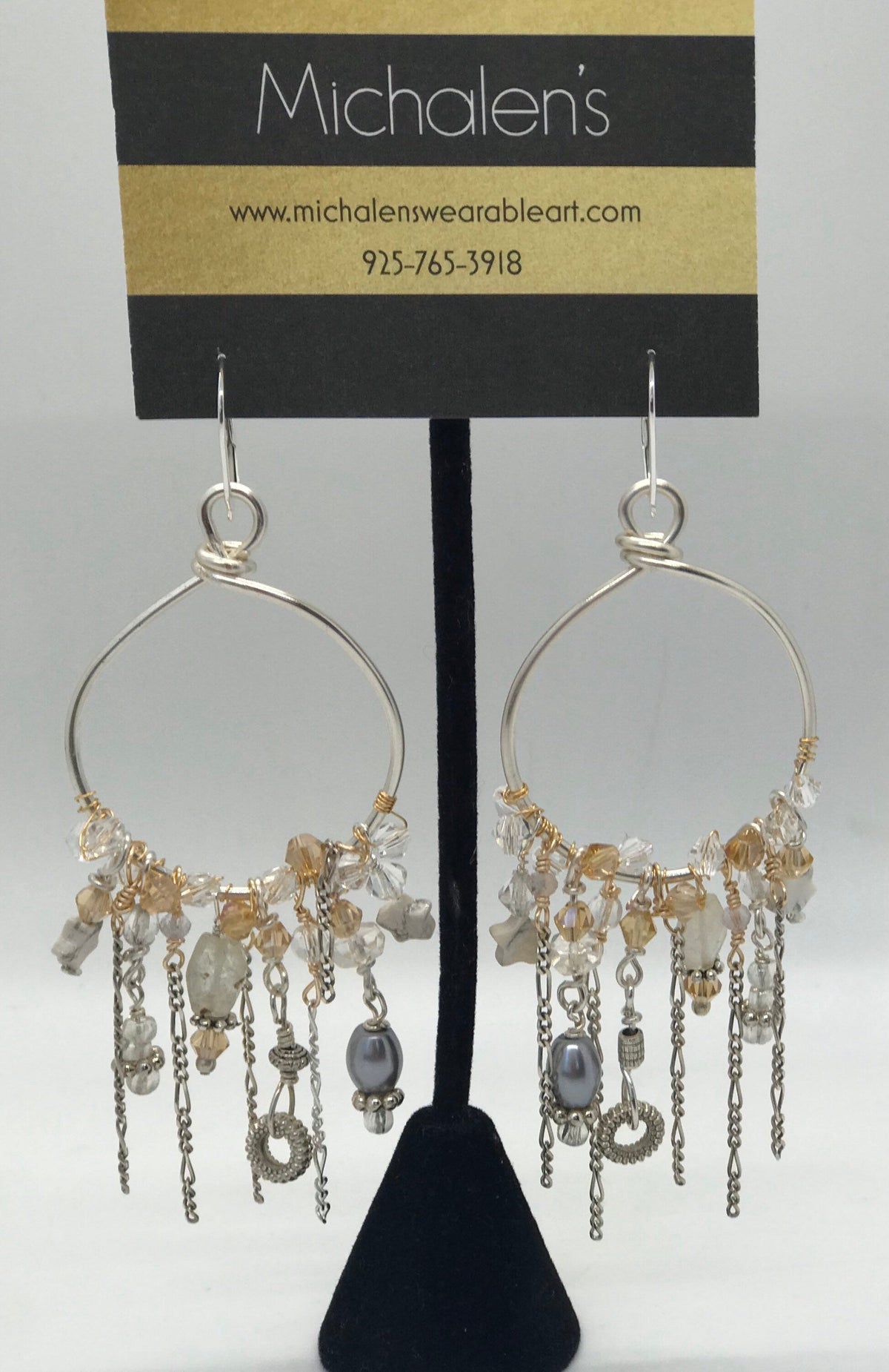 Handmade sterling silver crystal and gemstone earrings
