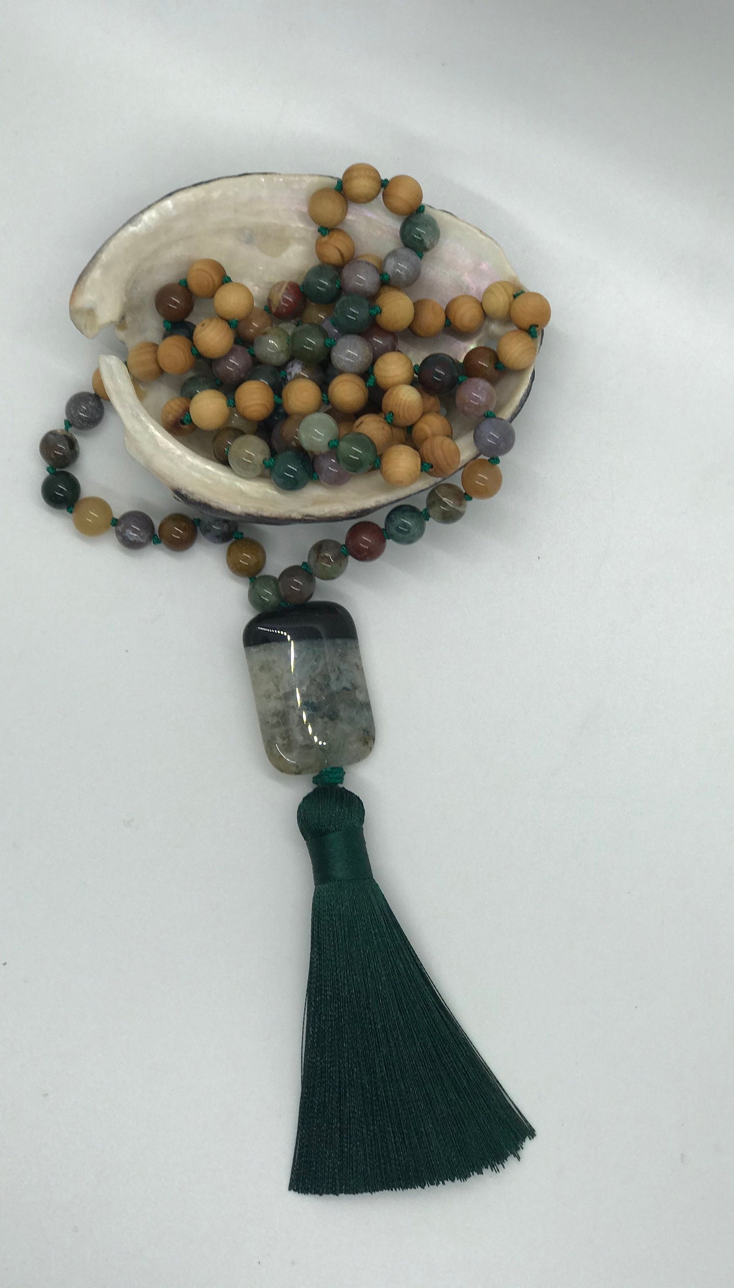 Fancy Jasper and Sandalwood Mala Prayer Beads