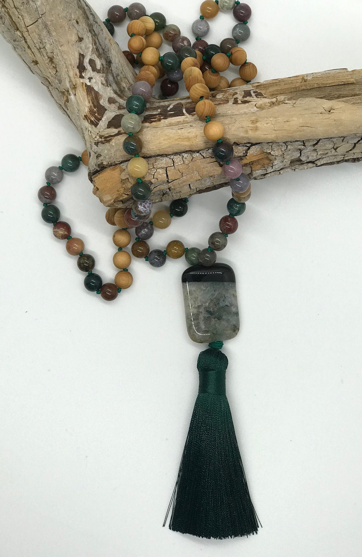 Fancy Jasper and Sandalwood Mala Prayer Beads