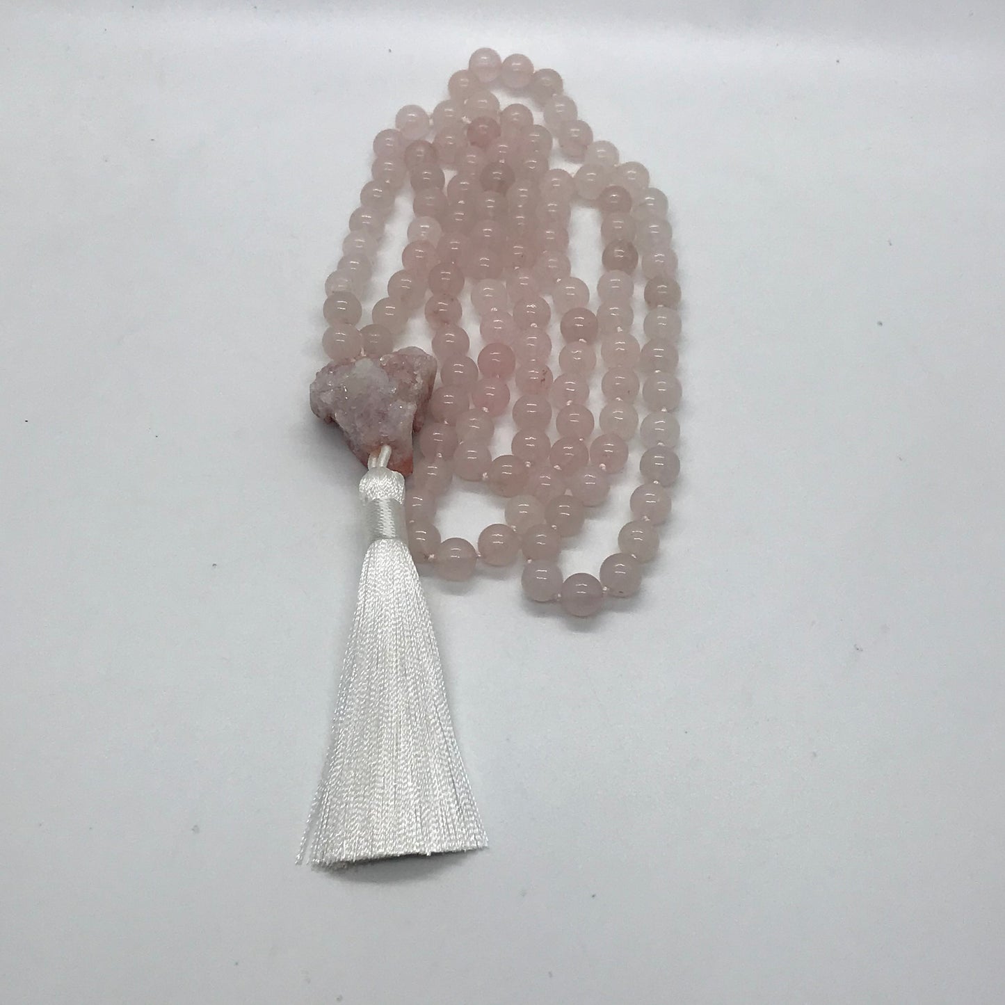 Rose Quartz Mala| Encourages love & Gentleness |  Beaded Tassel Necklace