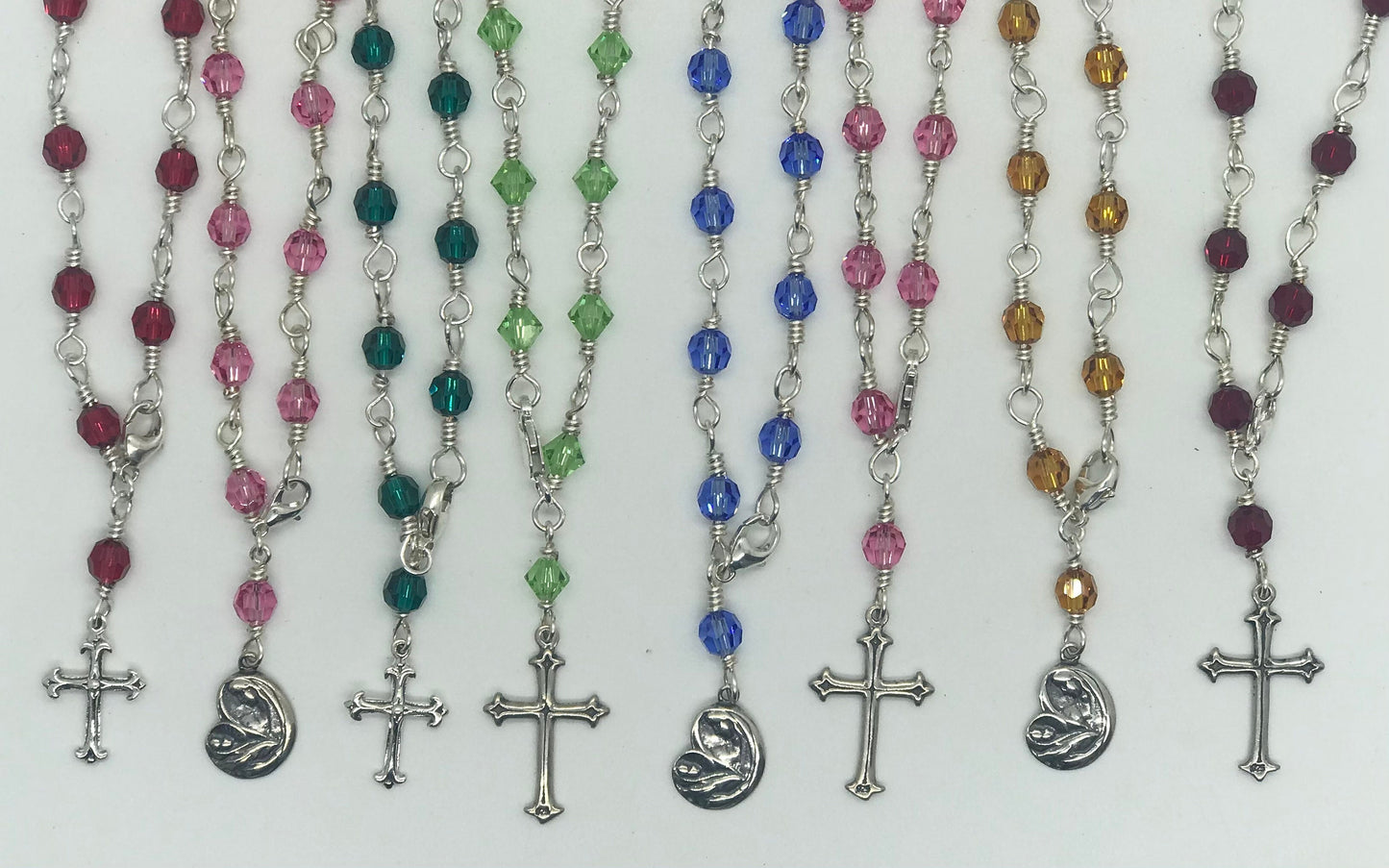 Swarovski Crystal Rosary Bracelet, Sterling Silver Bracelet, Decade of the Rosary