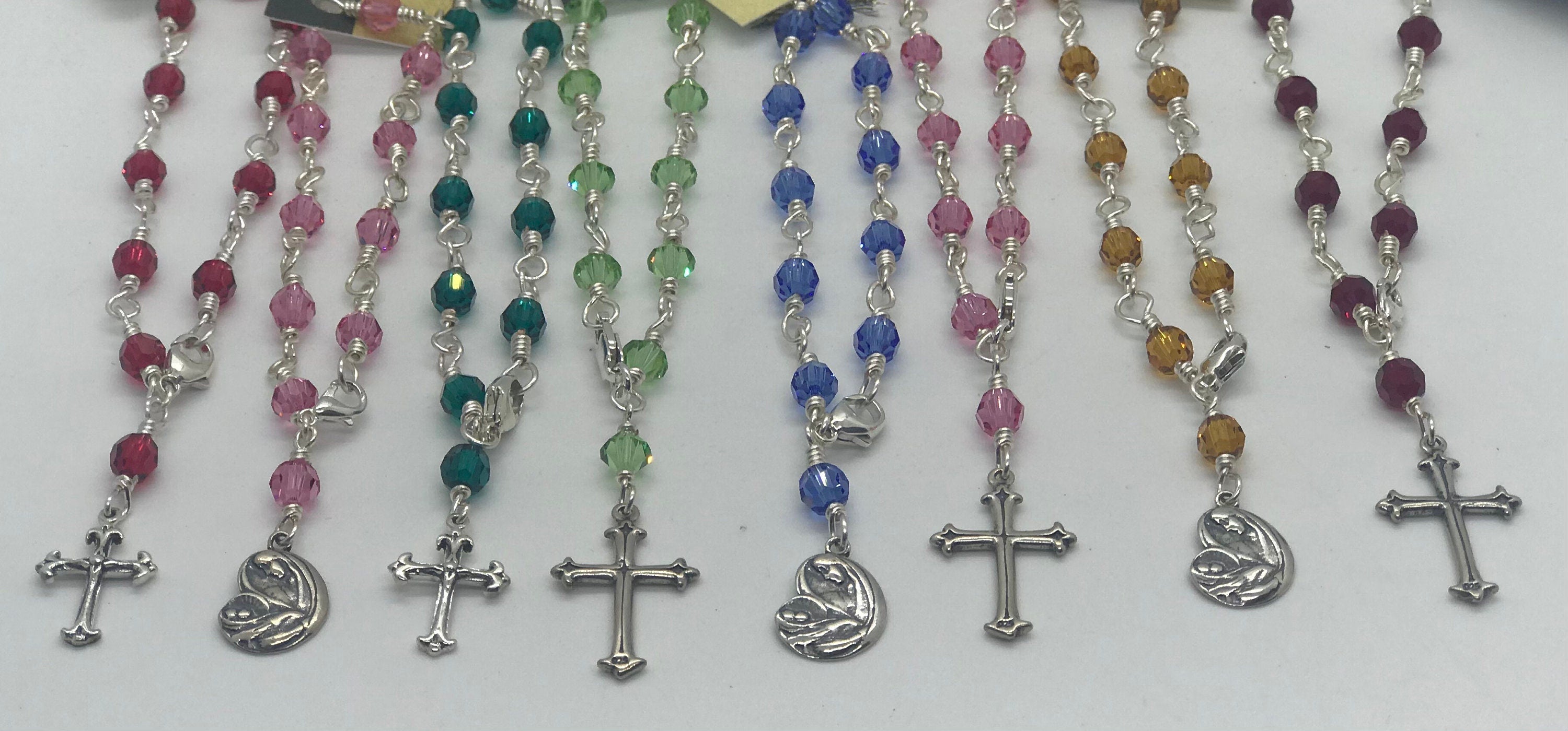 Swift&fisher vintage Sterling order silver purple Swarovski beads Rosary