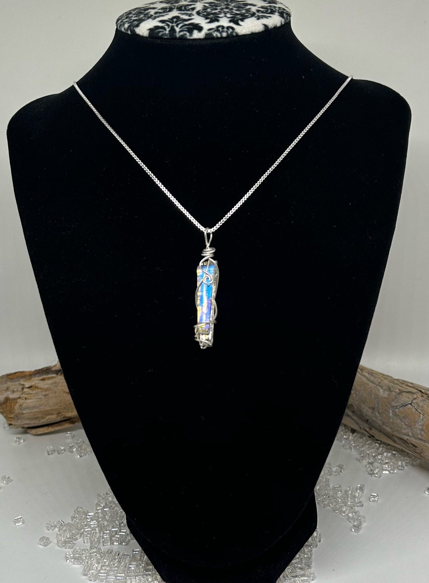 Lavender Dichroic Glass Necklace