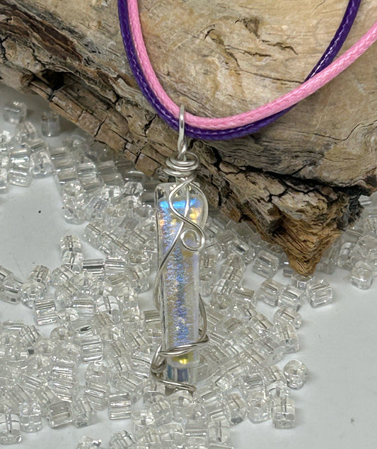 Lavender Dichroic Glass Necklace